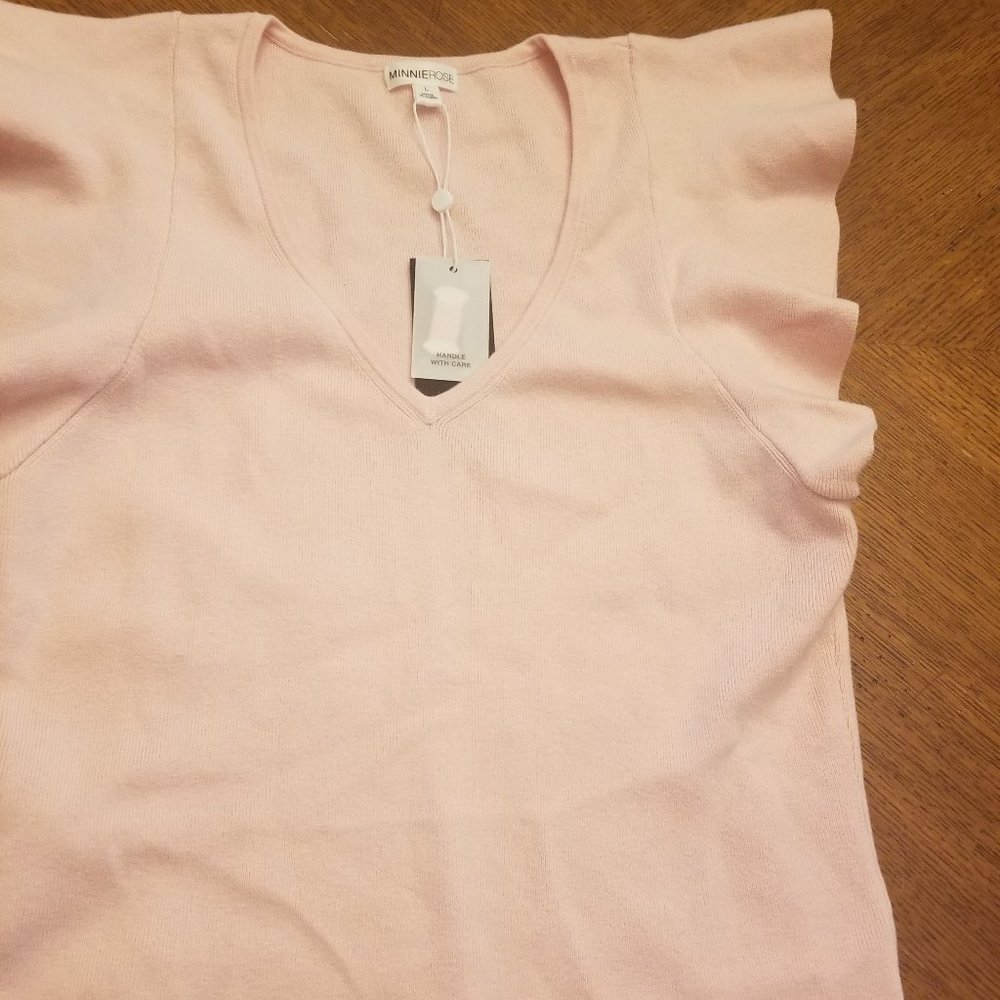 NWT - Soft, pale pink, flutter sleeves top